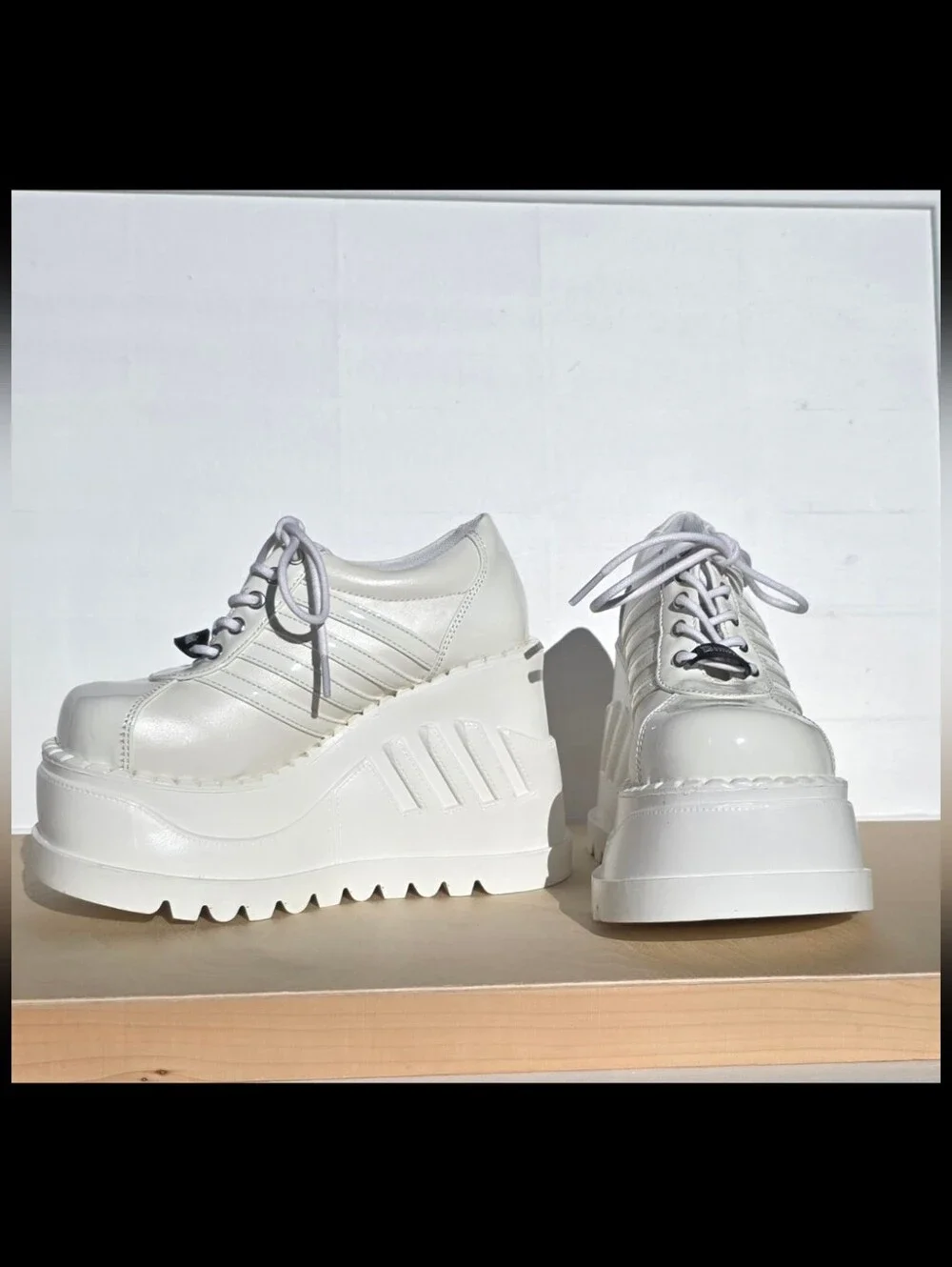 Demonia Size 7 White Platform Lace-Up Women's Shoes NWT